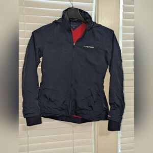 Tommy Hilfiger Womens Petite Navy Yacht Jacket with Stand-Up Collar EUC Size SP